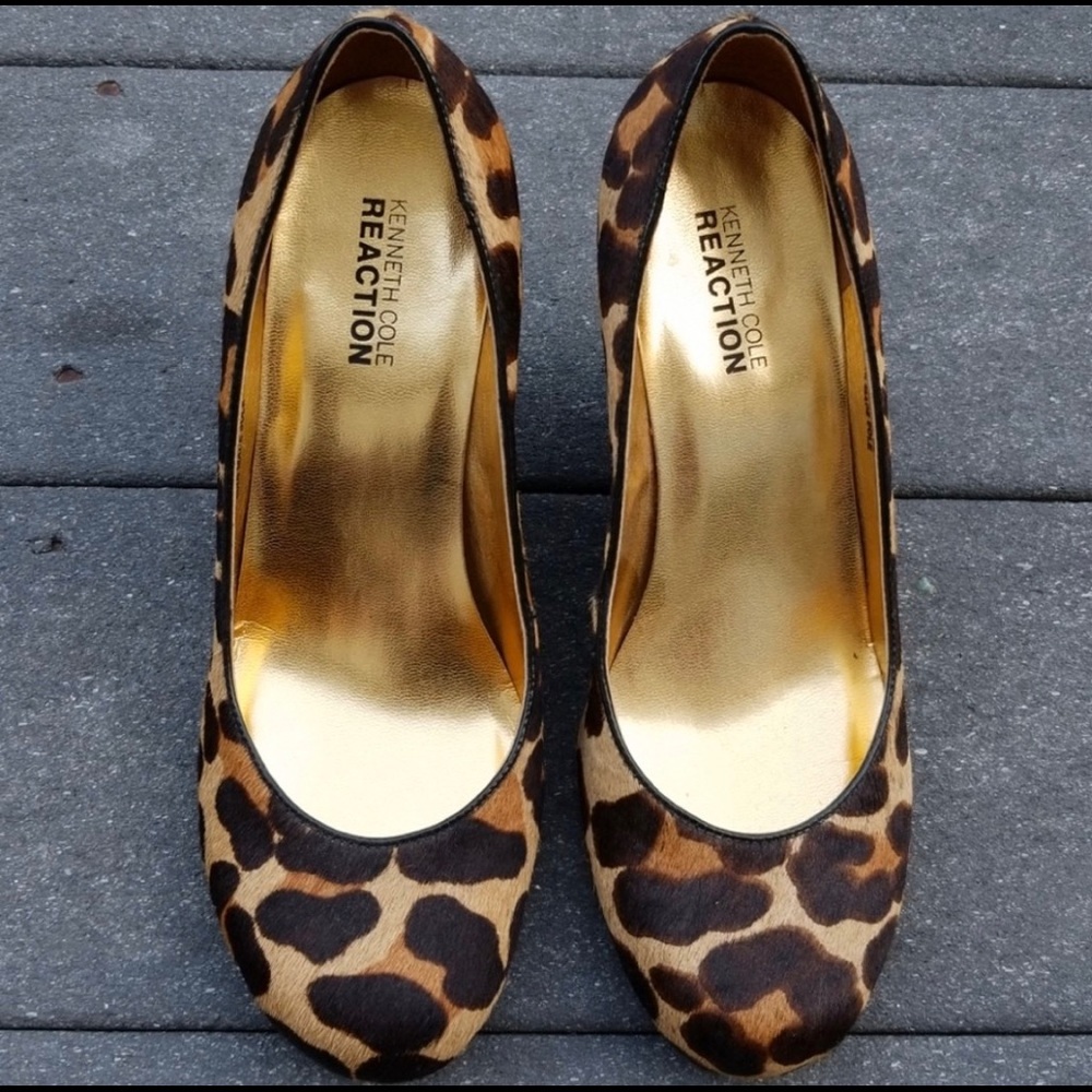 Kenneth Cole Reaction Leopard Print Wedge Pumps